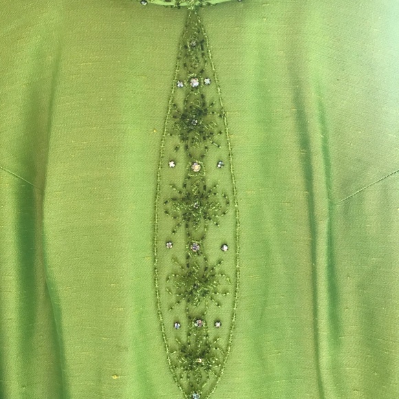 Stunning Raw Silk Beaded Vintage Dress - Picture 3 of 11